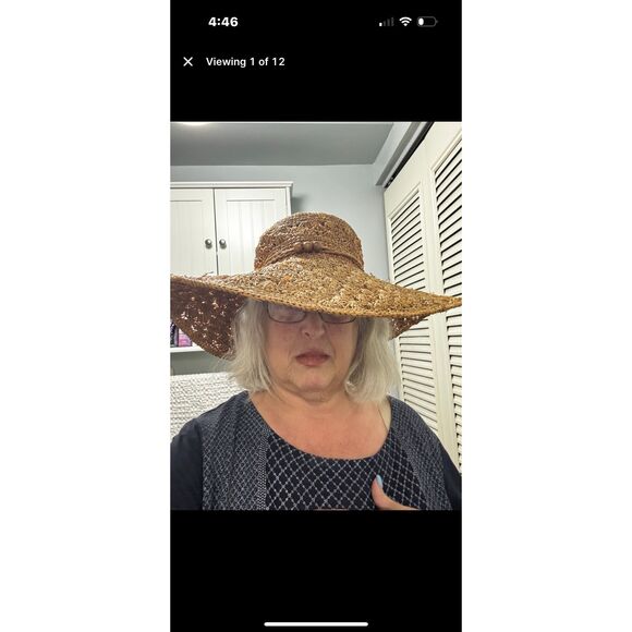 Florabella Handwoven Raffia Hat Tan Color Beach Sun Poolside Vacation Cruise - Picture 12 of 12